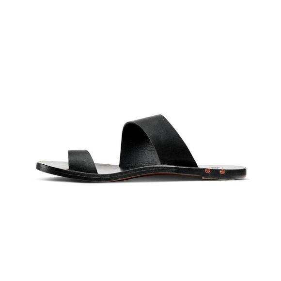 Beek Finch Handmade Leather Slide Sandals Black Ring Tan Women’s Size 11 - Picture 1 of 8